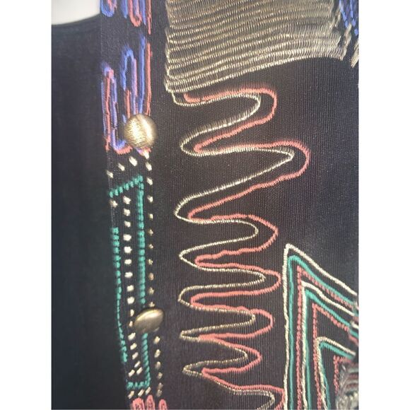 Vintage Two Piece Black Spandex Maxi Dress Abstract cropped Cardigan Sm/Med - Picture 5 of 13